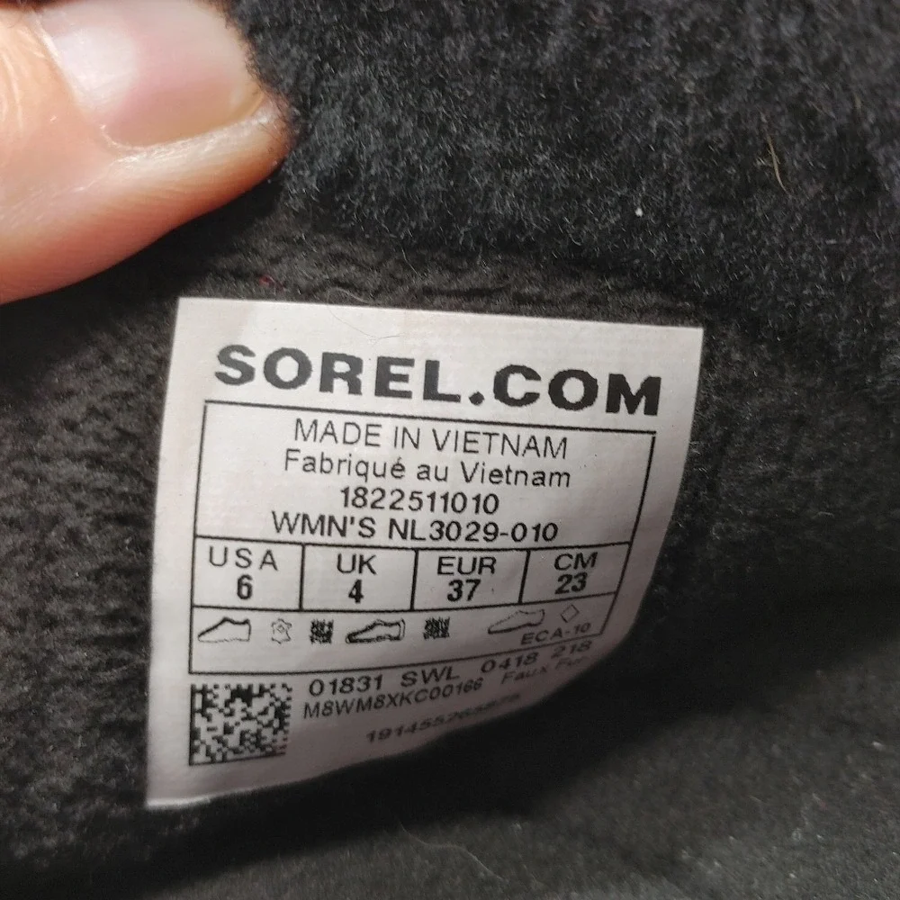 Sorel Tofino Snow Boot Black Leather Waterproof Fleece lined NL 3029-010 Size‎ 6